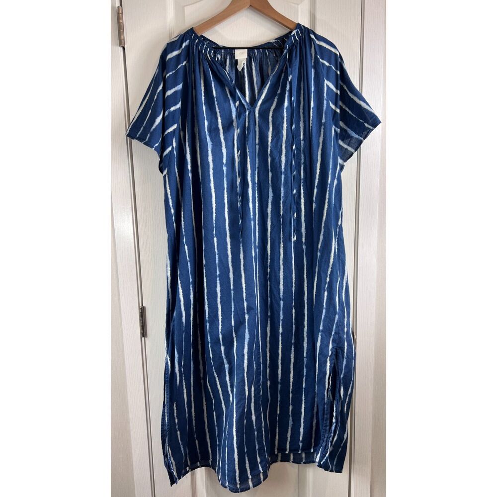 H&M Blue and White Striped Midi Dress